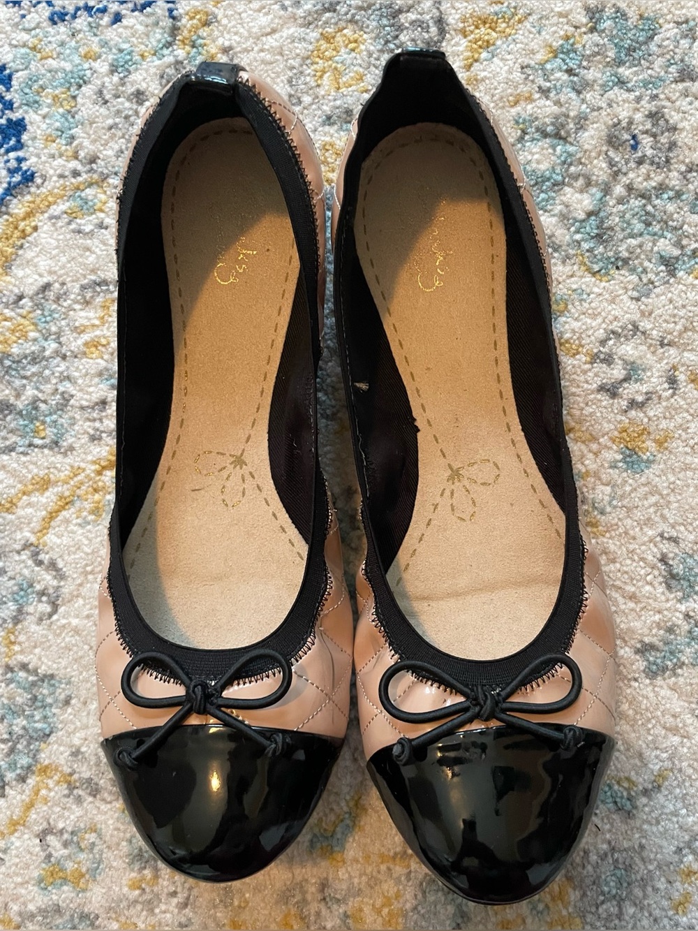 Clarks Black and Nude Ballet Flats - Women's Elegant Round-Toe Flats